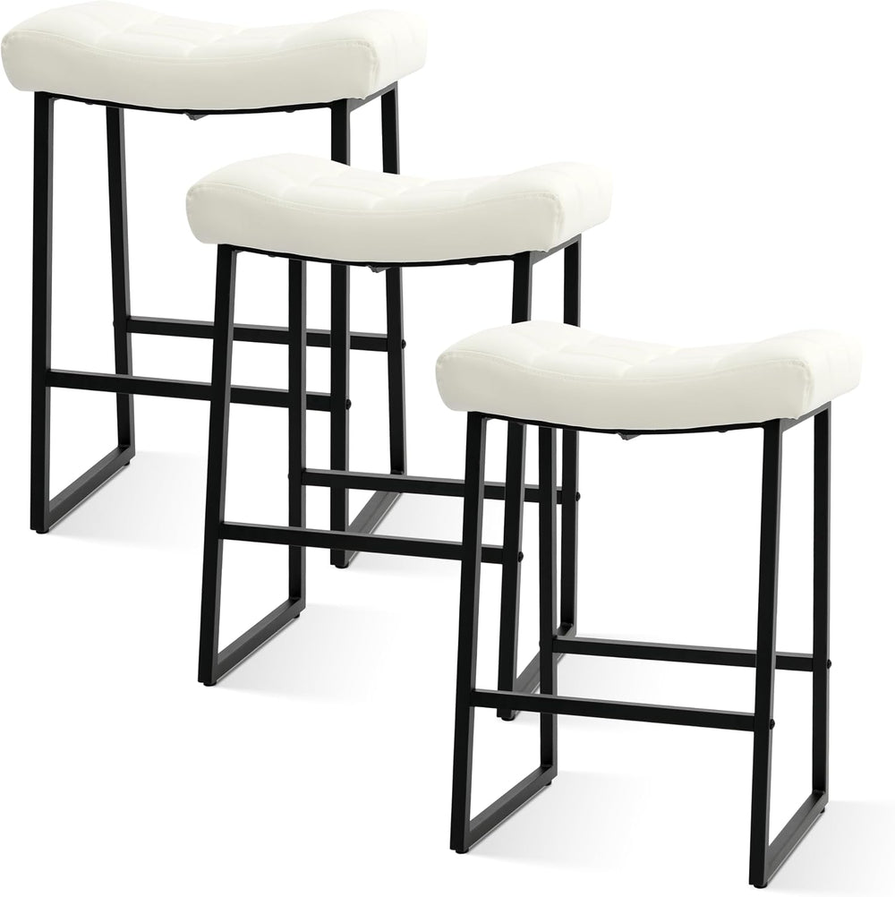 RNKSFX Black and White Modern Bar Stools Set of 3 for Kitchen Counter 24 inch...
