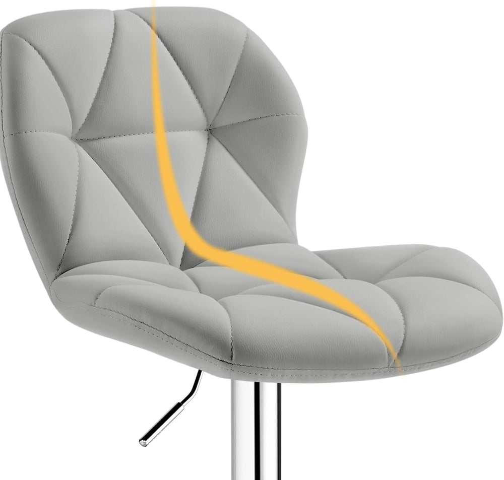 Yaheetech Bar Stools Set of 2 Adjustable Height Swivel Barstools Light Gray