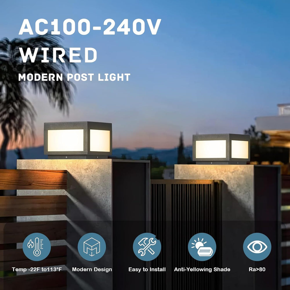 Outdoor Post Light Hard Wired, 9.84" Pillar Lights Waterproof