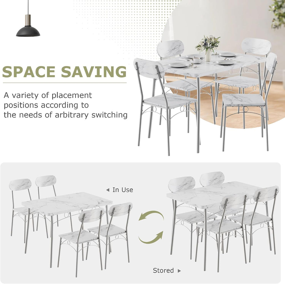 VECELO Dining Table Set for 4, 5-Piece Kitchen Table with 4 Chairs, MDF Board...