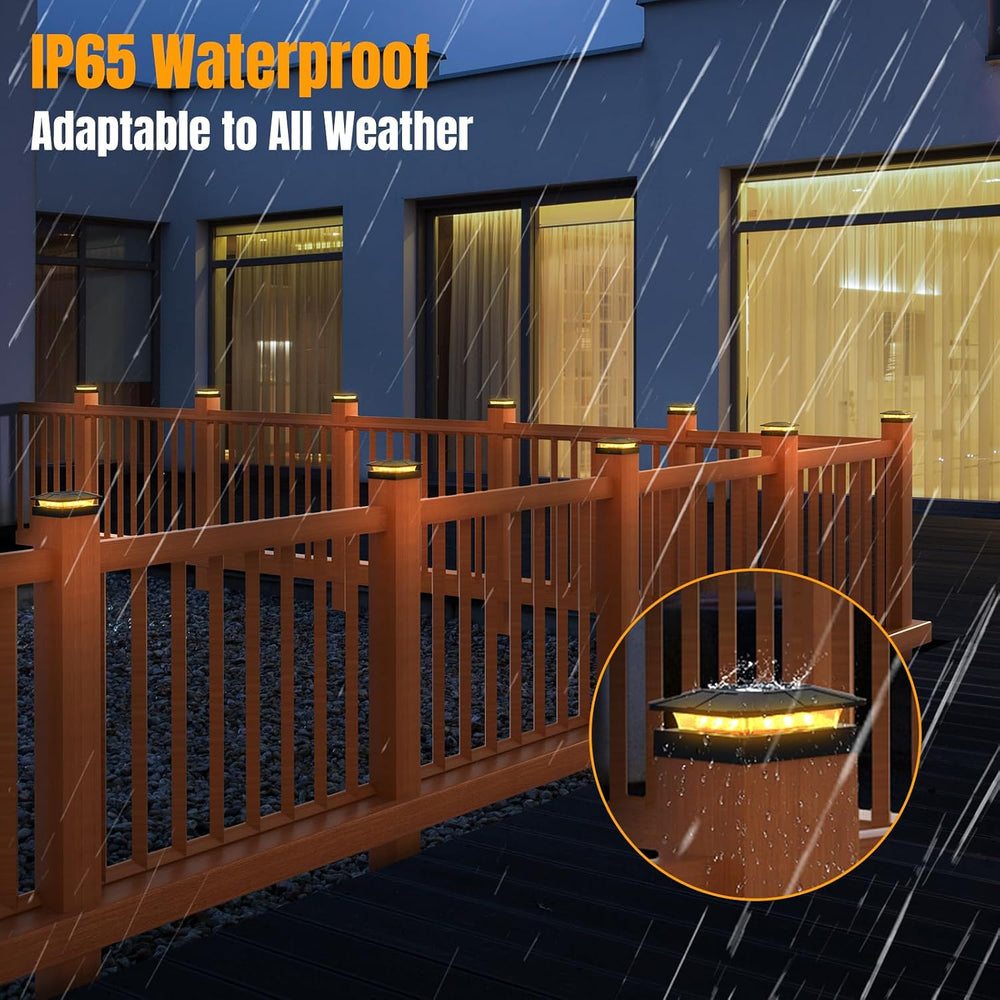 4x4 Solar Fence Post Cap Lights Outdoor Waterproof, 8 Pack