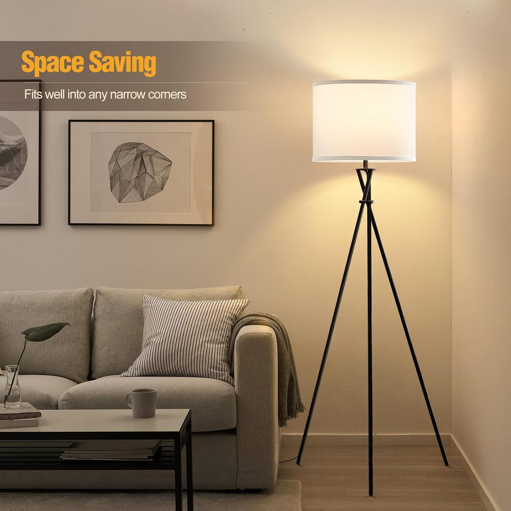 Black Tripod Floor Lamp, 61” Floor Lamps for Living Room with Rotary Switch