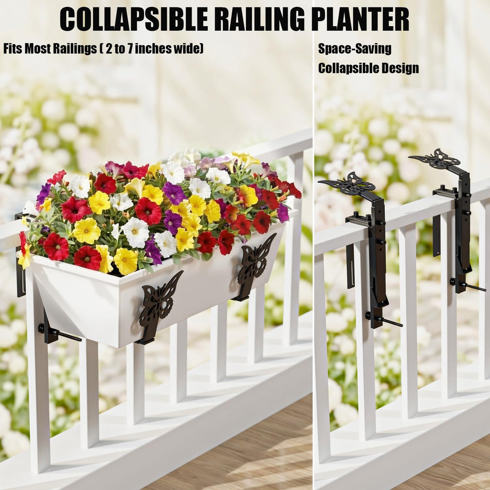 HFHOME Window Box Brackets, Adjustable Planter Box Brackets, Heavy Duty Flowe...