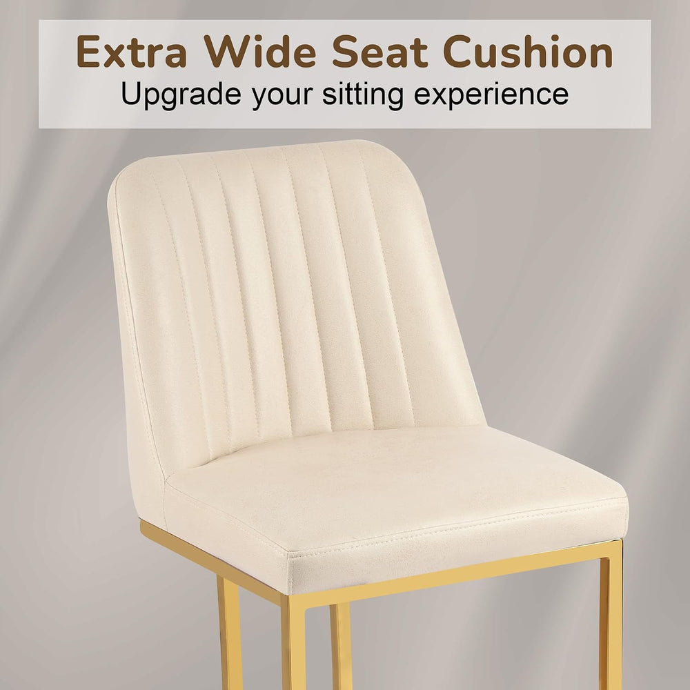 LSSBOUGHT Counter Height Bar Stools Set of 4, Beige Counter Stools with Back ...
