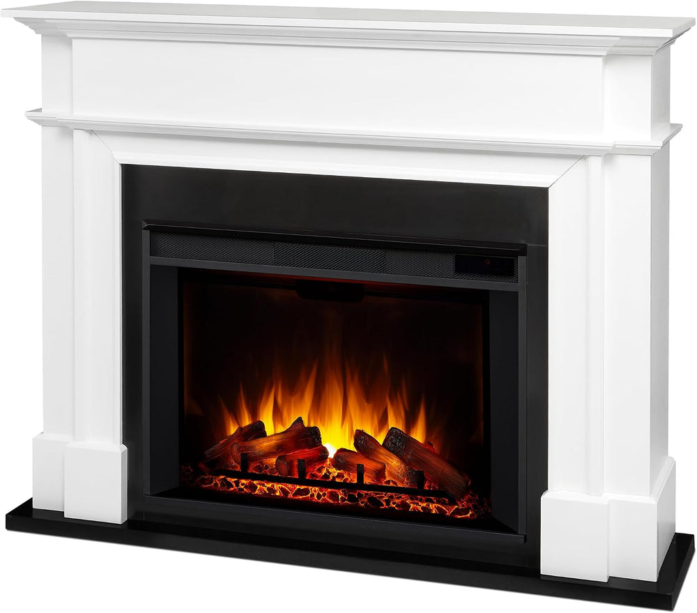 Real Flame Harlan 55” Electric Fireplace with Mantel for Living Room or Bedro...