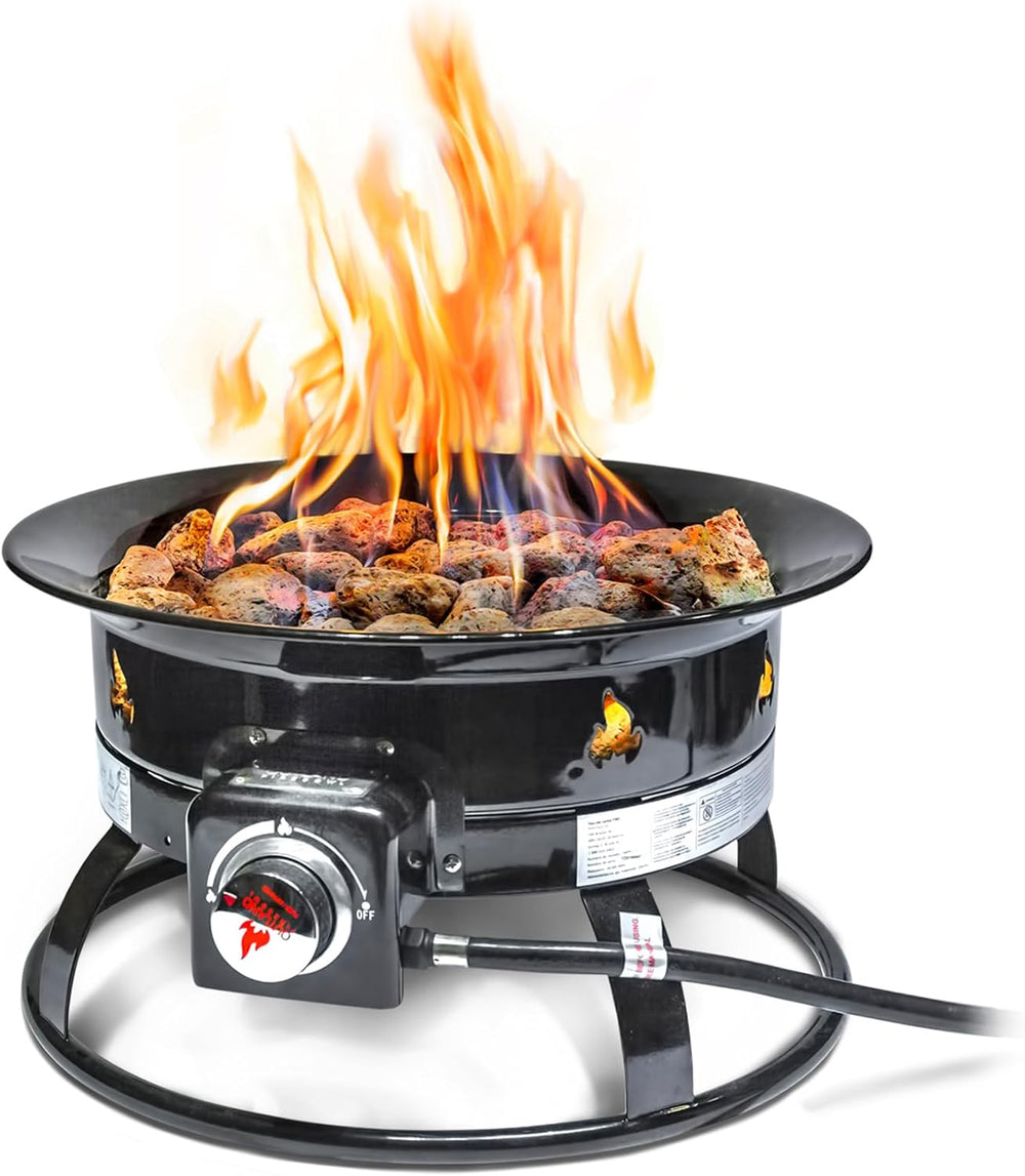 Outland Living Portable Propane Fire Pit, 19-inch, 58,000 BTU Smokeless Gas F...