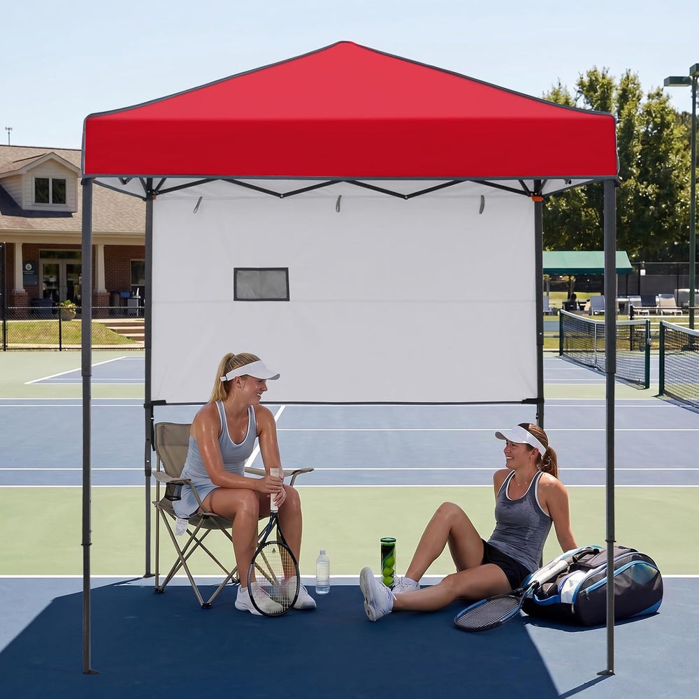 EAGLE PEAK 6x4 Instant Pop Up Canopy Tent with 1 Half Wall, Red