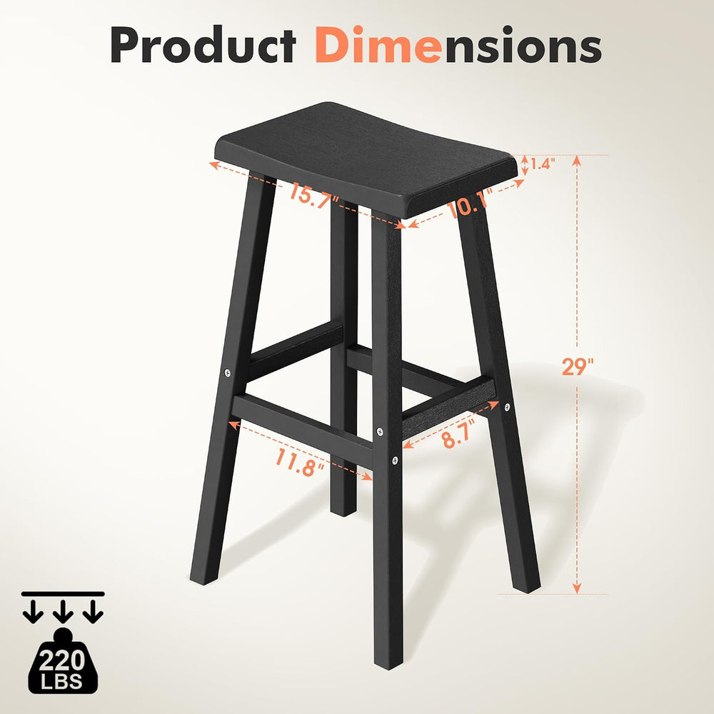 NUNU LAB Polywood Saddle-Seat Counter Height Bar Stools for Kitchen Island wi...