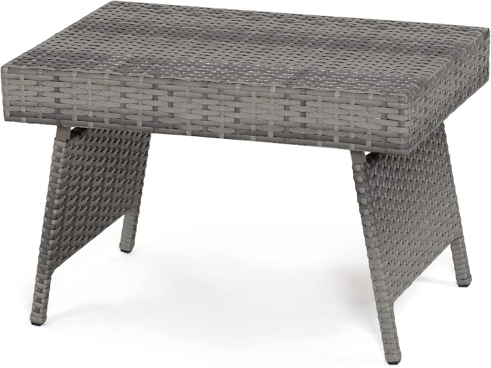 RELAX4LIFE Patio Rattan Side Table - Folding Coffee Table with Premium Brown ...