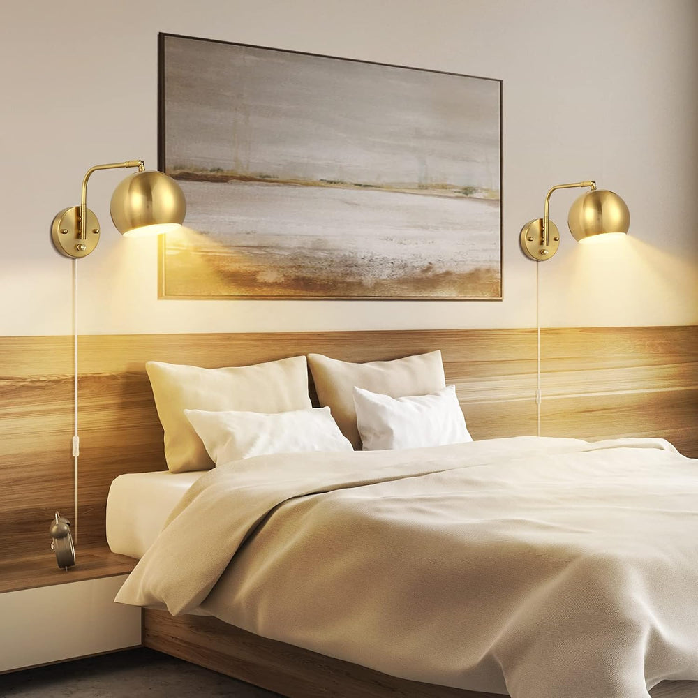 VATONI Wall Sconces Plug in, Dimmable Wall Sconce Swing Arm Wall Lights with ...