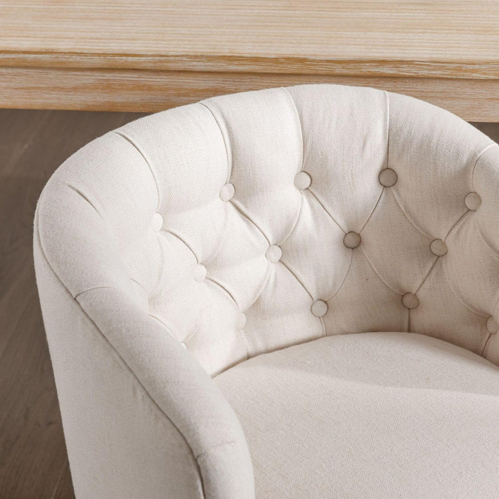 DUOMAY Modern Tufted Linen Dining Chairs Set of 4, White