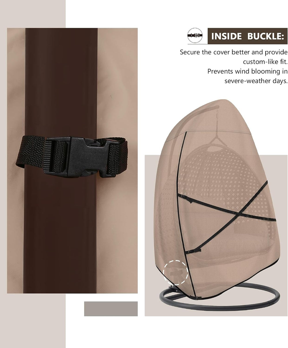 ULTCOVER Patio Hanging Egg Chair Cover, 66W x 43D x 68H in