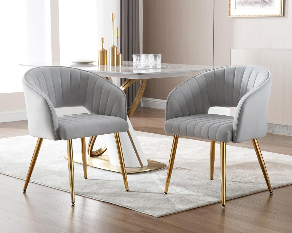 KCC Modern Dining Chairs Set of 6, Velvet Chair for Living Room,Gray