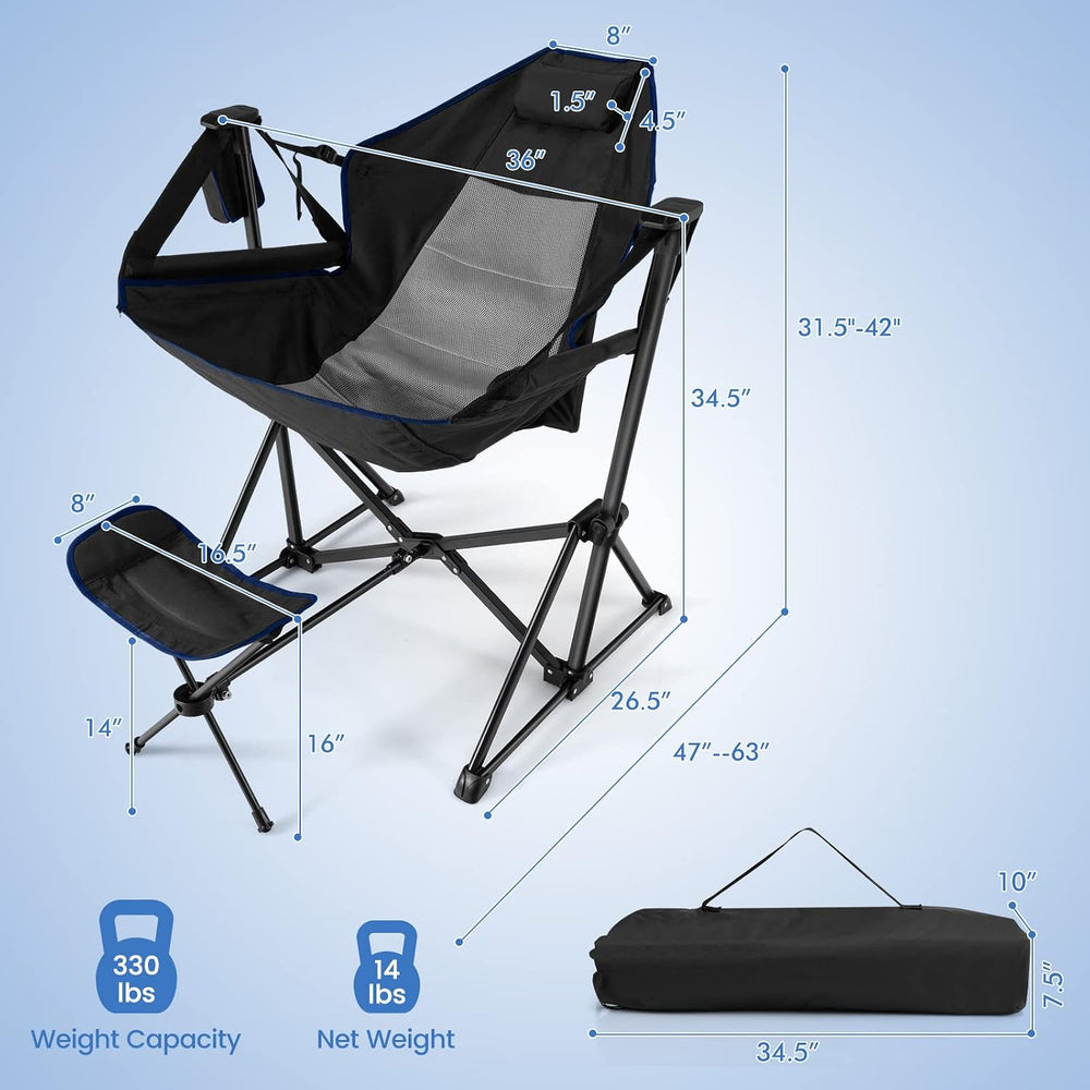 HAPPYGRILL Hammock Camping Chair, Folding Camping Swinging Chair with Retract...