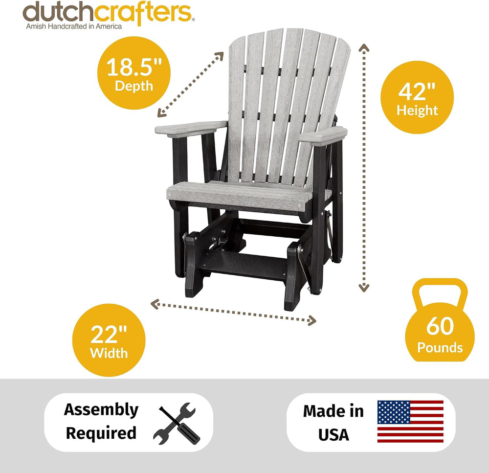 DutchCrafters Slat Fan Back Poly Adirondack Glider Outdoor Patio Chair (Black...