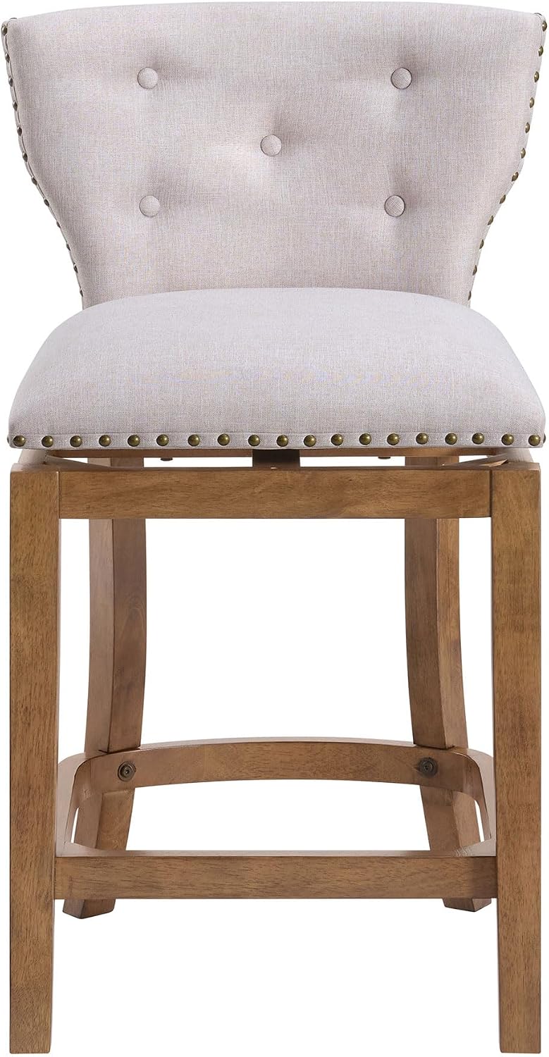 ROME + OAK Carlynd 26" Swivel Counter Stool, Weathered Oak, Set of 4