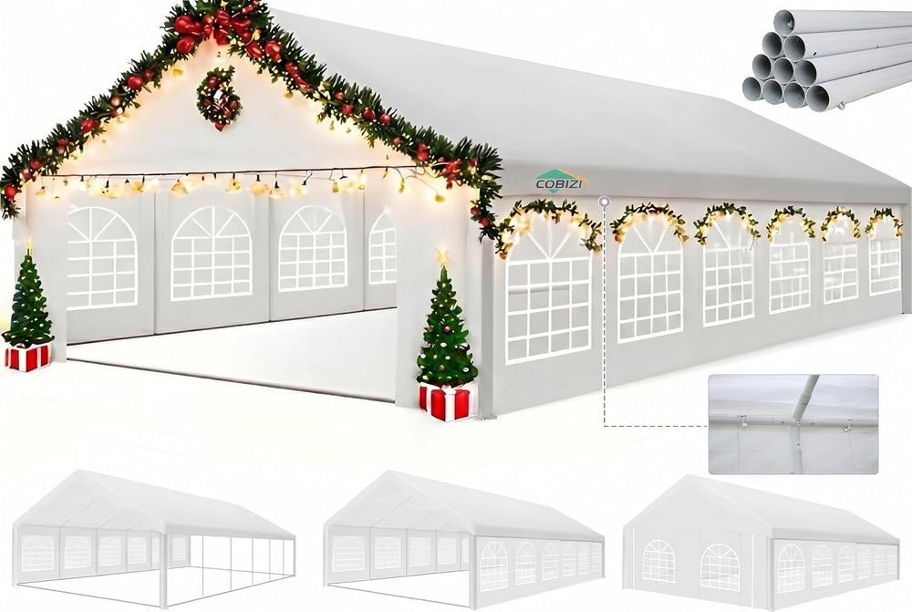 COBIZI 20x40FT Party Tent Heavy Duty Outdoor Gazebo with 12 Sidewall & 16...
