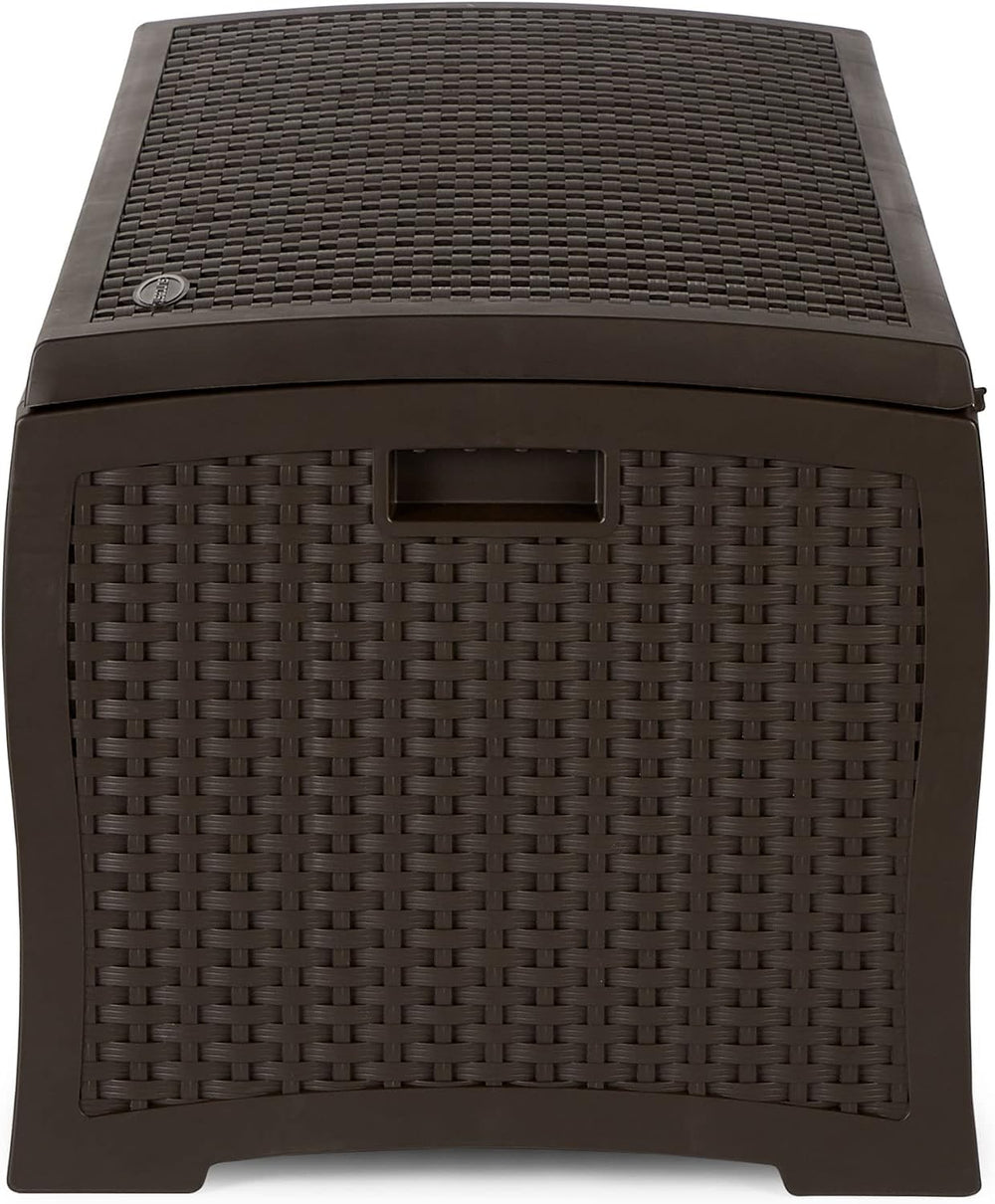 Suncast Outdoor Storage Box - 73 Gallon Mocha Brown Deck Box for Patio, weath...