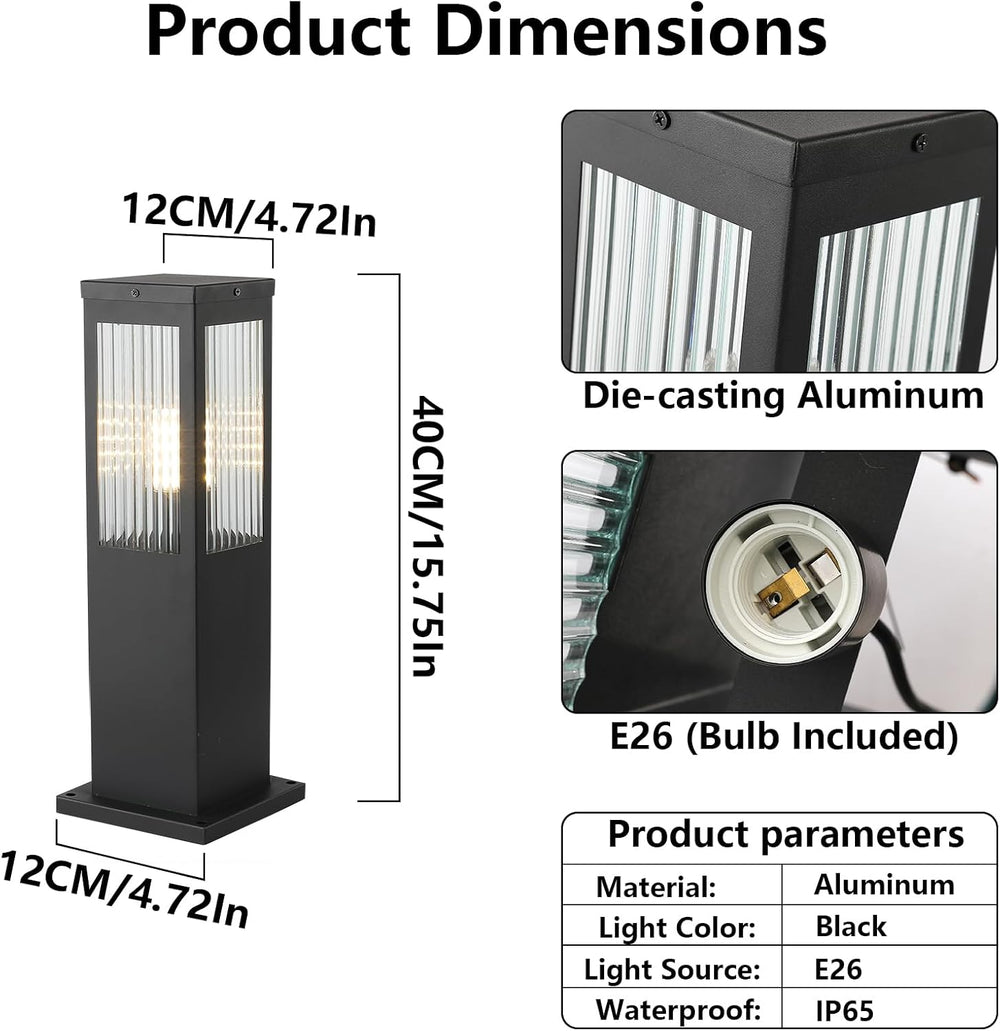 E26 Landscape Path Light,15.75 Inches Modern Outdoor 3000K Bollard Lighting