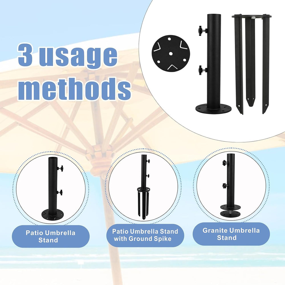 Patio Umbrella Stand Base, Heavy Duty Outdoor Umbrella Holder, Metal Grass Um...