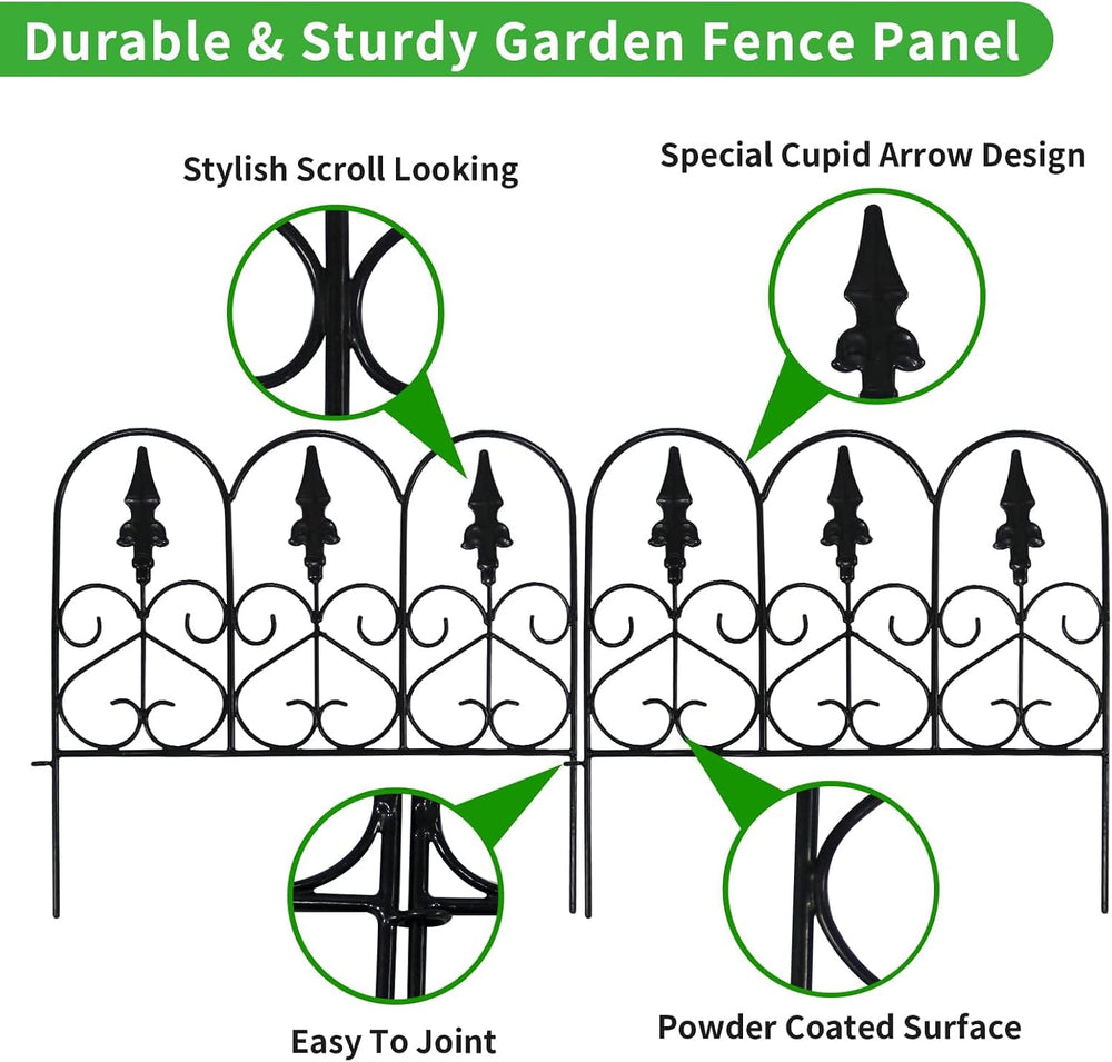 5Pack Decorative Garden Fence Metal Fence Border 18" H x 20" W Fenc...