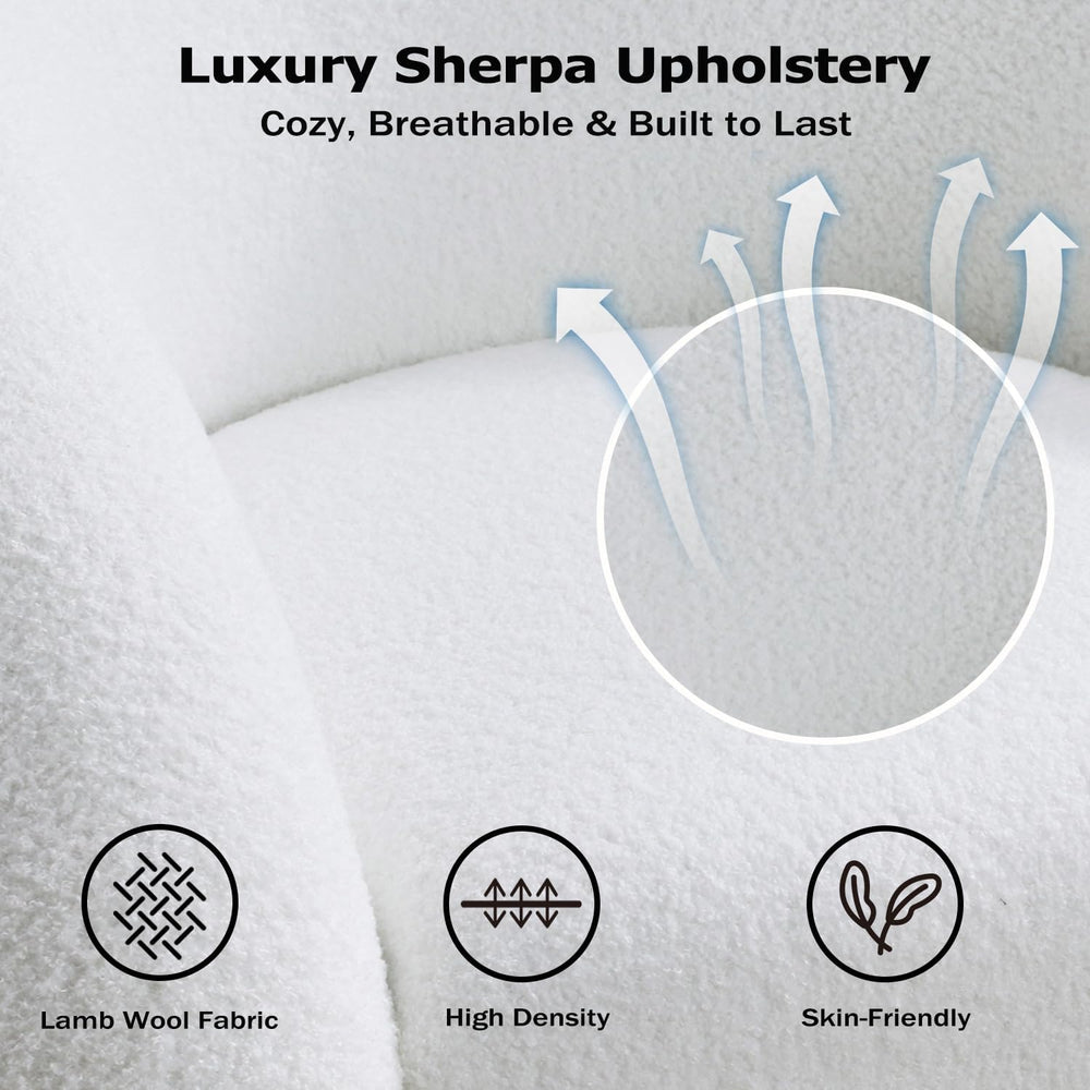 360° Swivel Accent Chair, Teddy Sherpa Barrel Chairs,No Assembly Required