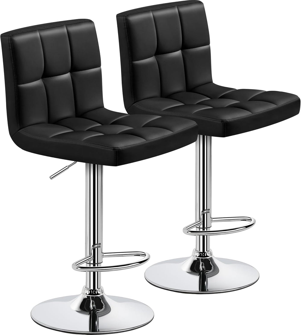Yaheetech Bar Stools Set of 2 Adjustable Counter Height Barstools Black