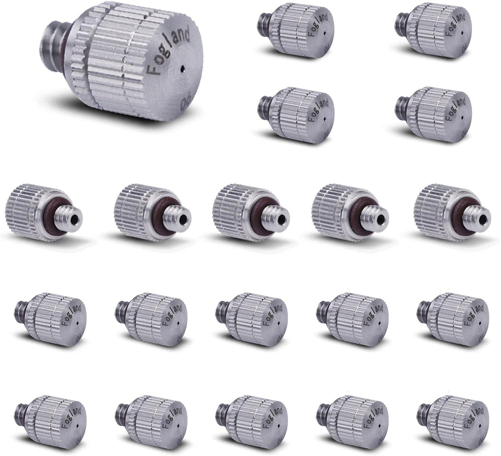 Fogland Stainless Steel Misting Nozzles, 20 Pack, 0.024" Orifice Mist Heads