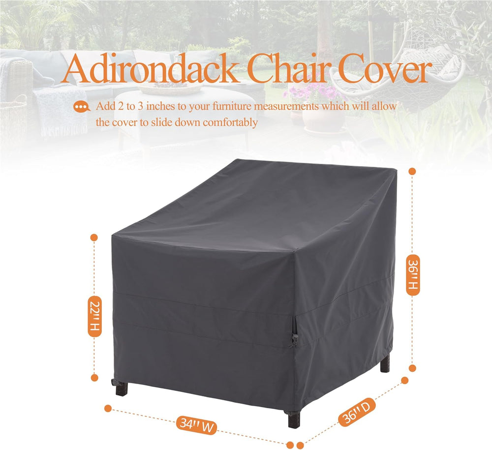 WJ-X3 Grey Patio Chair Covers Heavy Duty, 34" W x 36" D x 36" ...