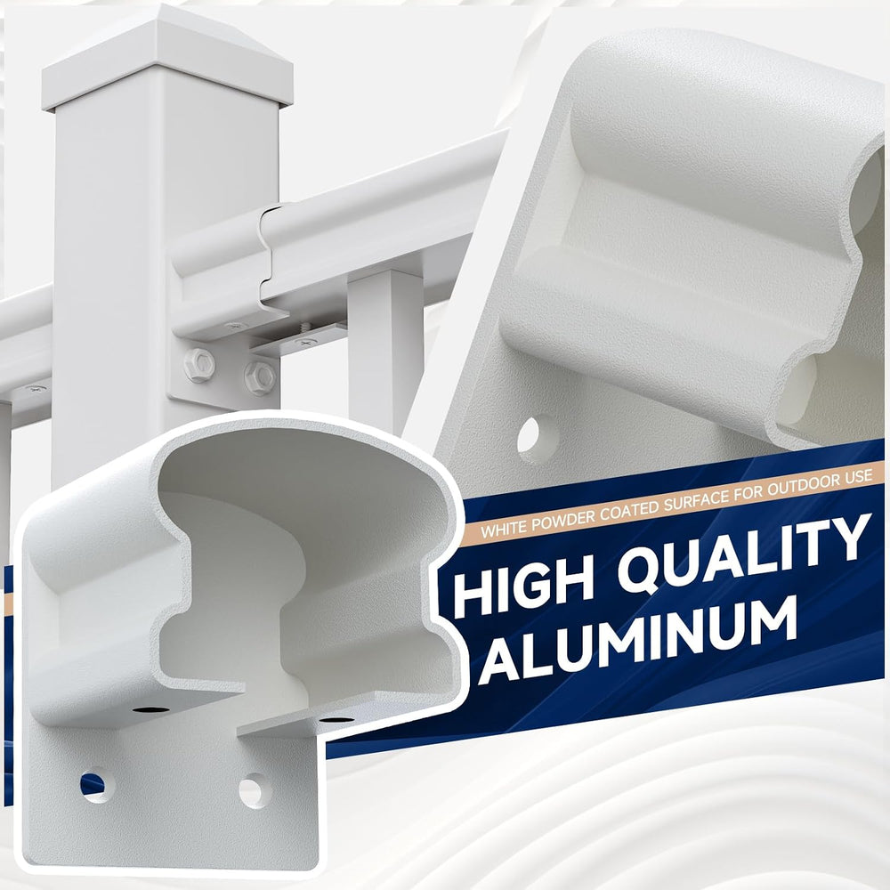 Egadis 4 Pack Modular Aluminum Fixed Railing Bracket, White