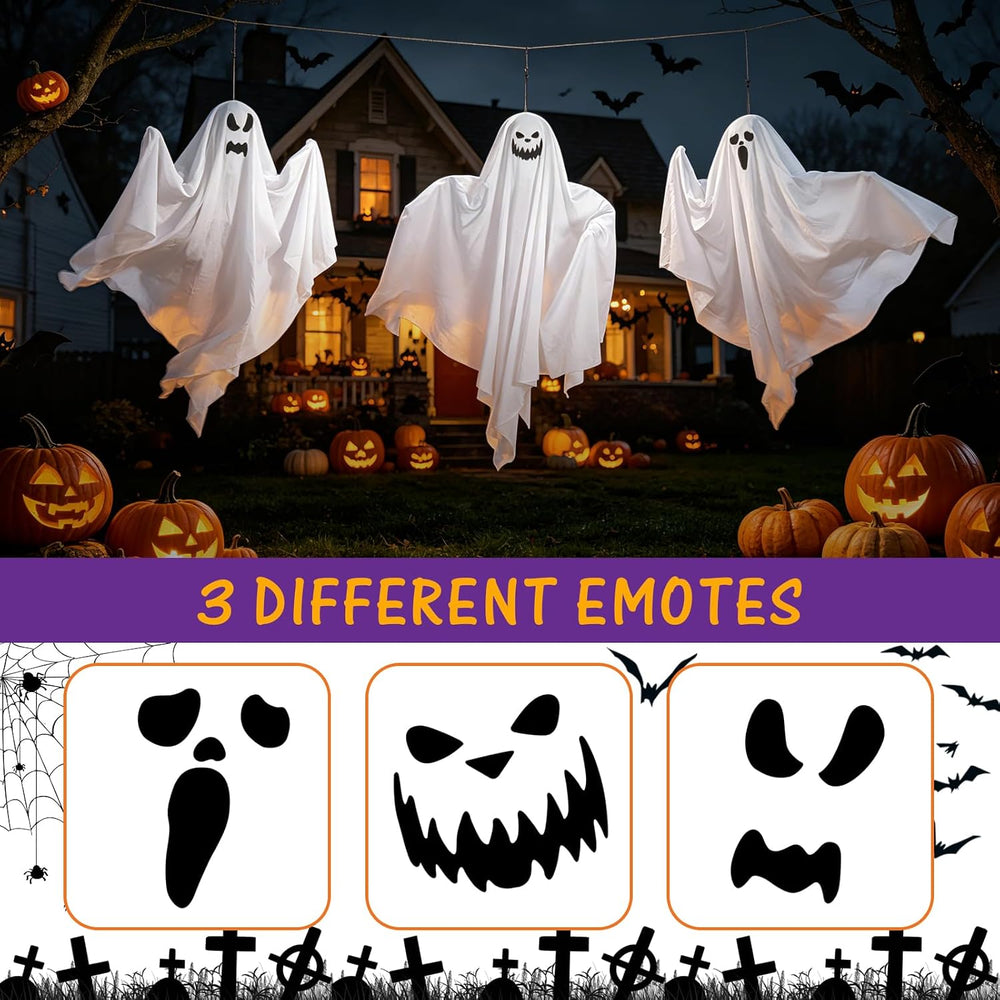 6 Pack Halloween Hanging Tree Ghosts, 27.6 Inch Flying Ghost Decorations