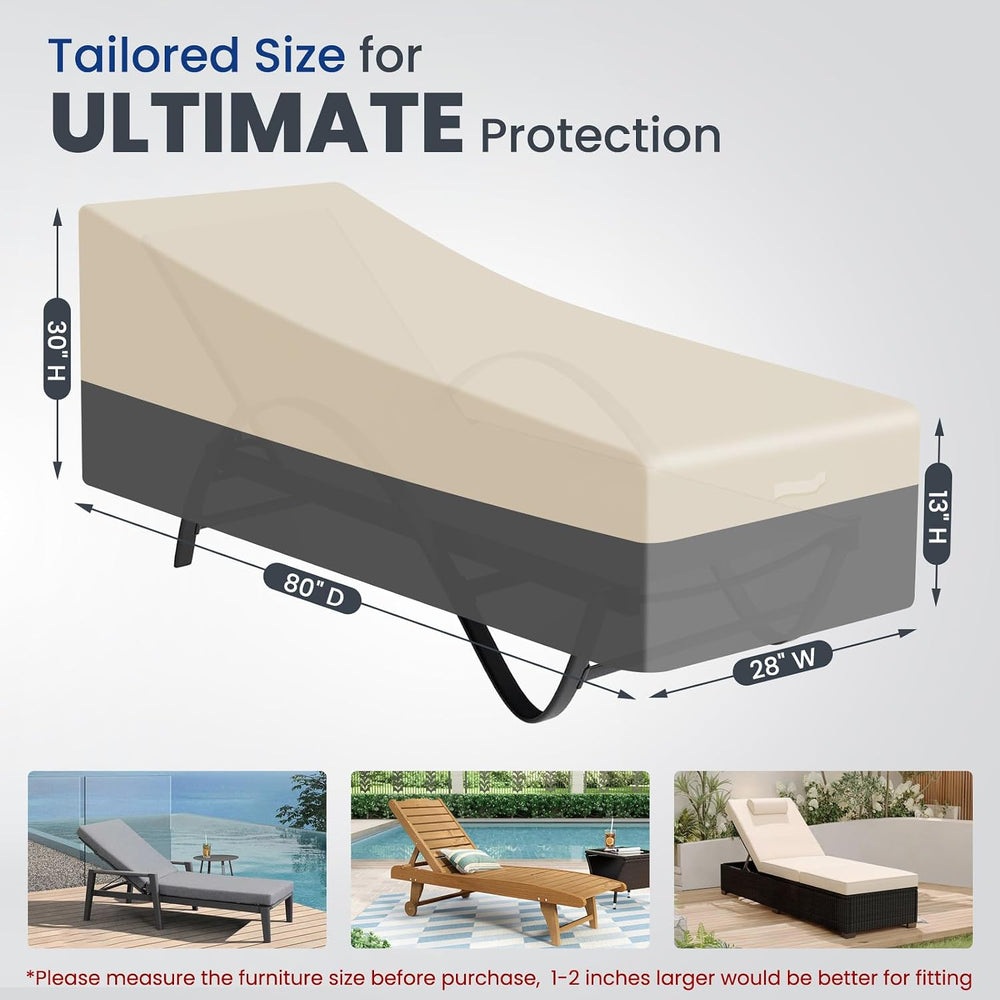 Extra Heavy Duty Patio Chaise Lounge Cover Waterproof 2 Pack - Lounge Chair C...