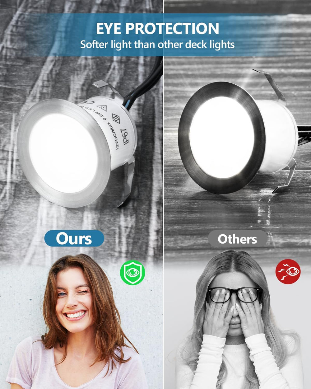 HIBOITEC Recessed LED Deck Light Kits(16Pack), 12V Low Voltage Landscape Ligh...