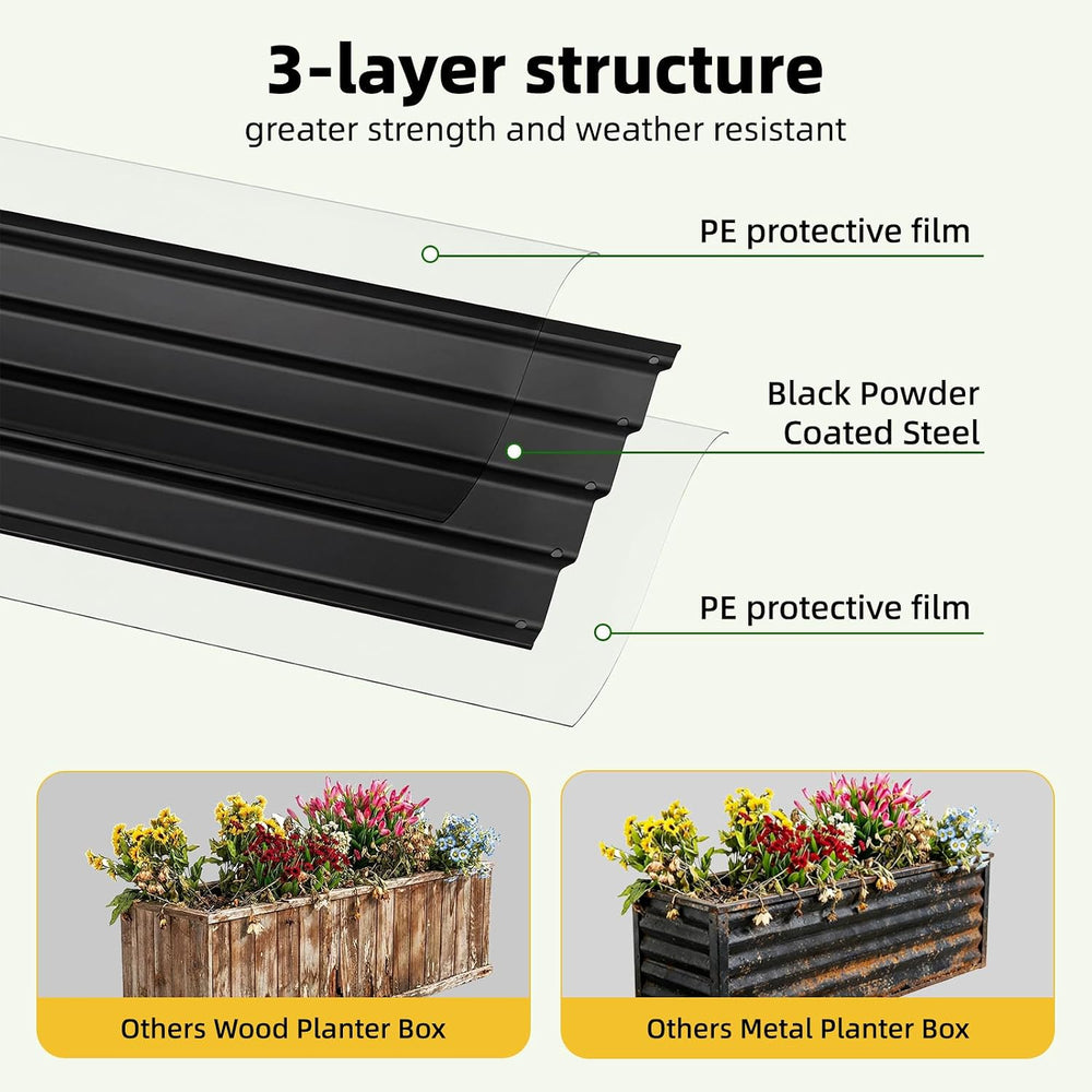 SUPERLELE 8x4x1ft Black Raised Garden Beds Kit