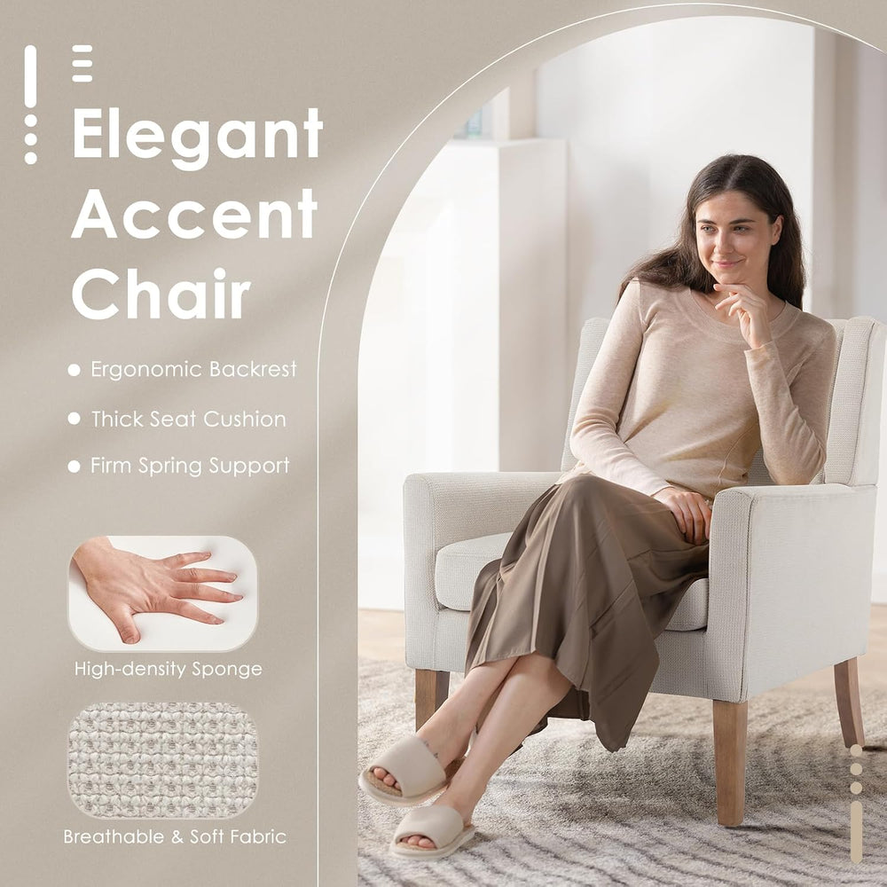 COLAMY Modern Wingback Living Room Chair Set of 2, Upholstered Fabric Accent ...