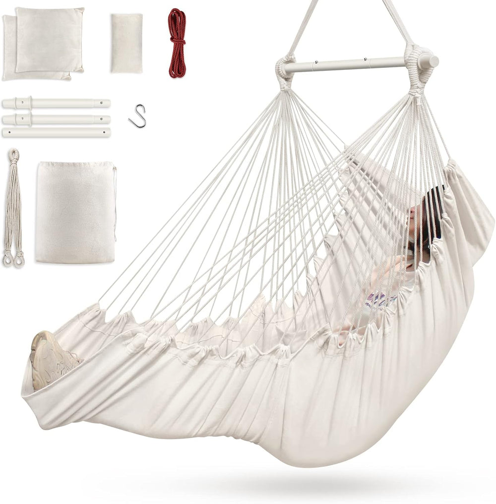 Outerman Hammock Chair, Hanging Chair with 3 Cushions and Foot Rest Support, ...