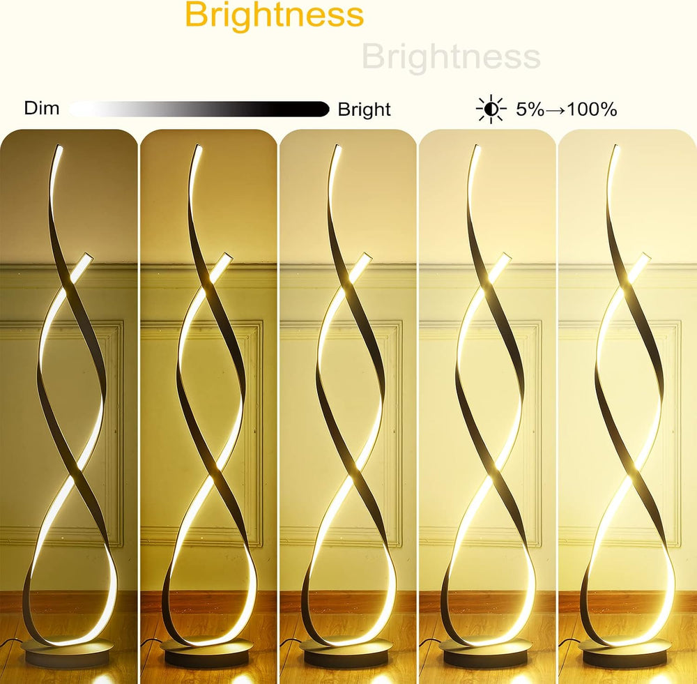 40W 4000LM 54.3 inches Black Floor Lamp for Living Room Bedroom with 3 Color ...