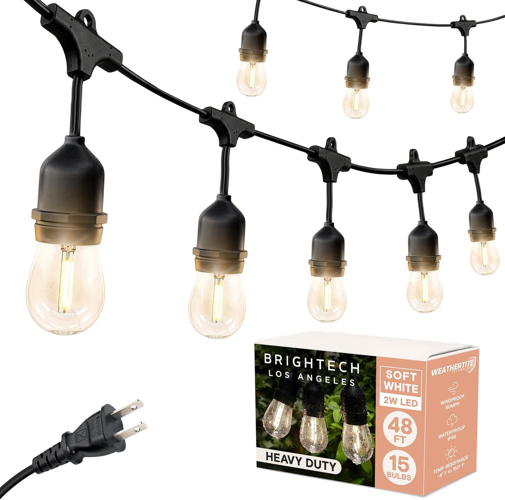 Brightech Ambience Pro LED Outdoor String Lights - Commercial Grade Waterproo...