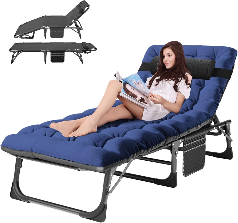 ABORON Tanning Chair, 5-Position Padded Folding Chaise Lounge