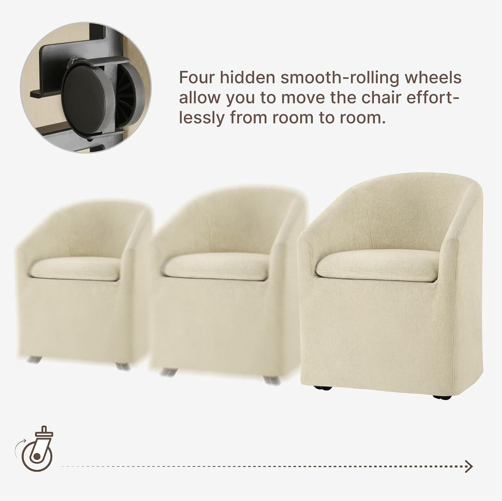 KISLOT Upholstered Dining Chairs with Casters, Washable Cover Modern Dining R...