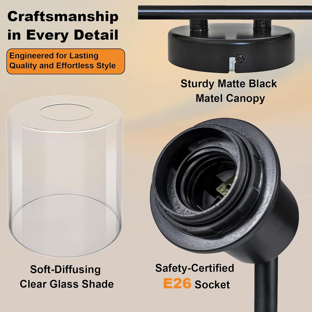 HiBay 6-Light Black Track Lighting Fixture Ceiling, Adjustable Spotlights