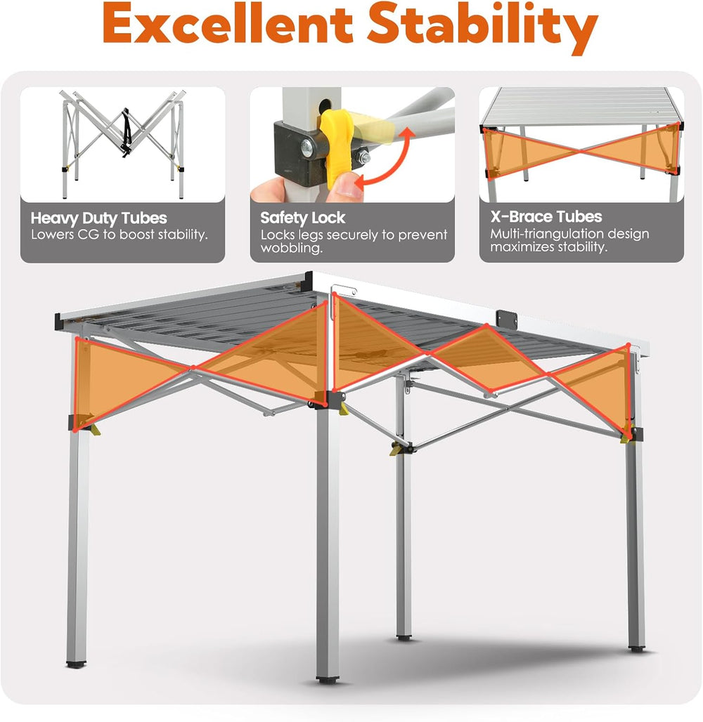 Join Nature 46.4" Large Camping Table for 2-6 People, Heavy Duty Foldable