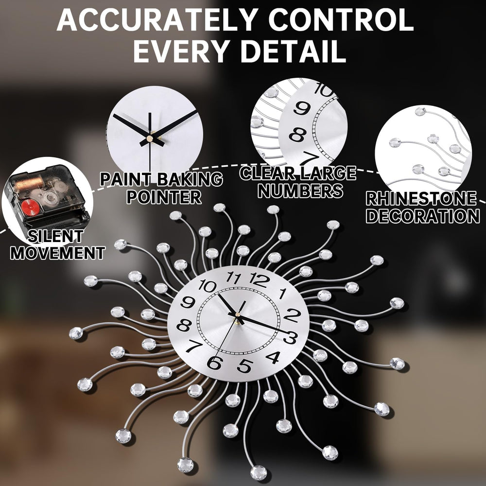 SIN&MI Large Wall Clock for Living Room Decor,Quiet Metal Quartz Clocks M...