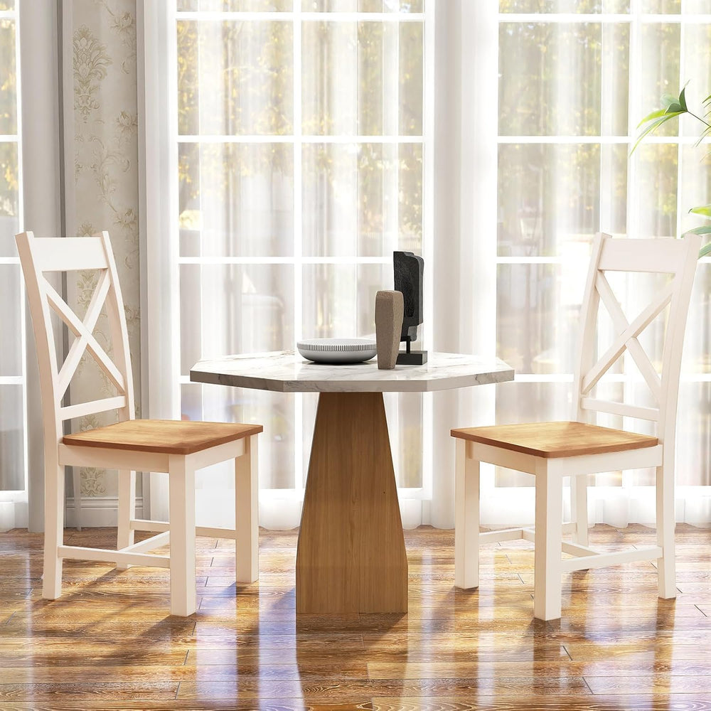 GIANTEX Farmhouse Dining Chairs Set of 2, Kitchen Chairs w/High Cross Back
