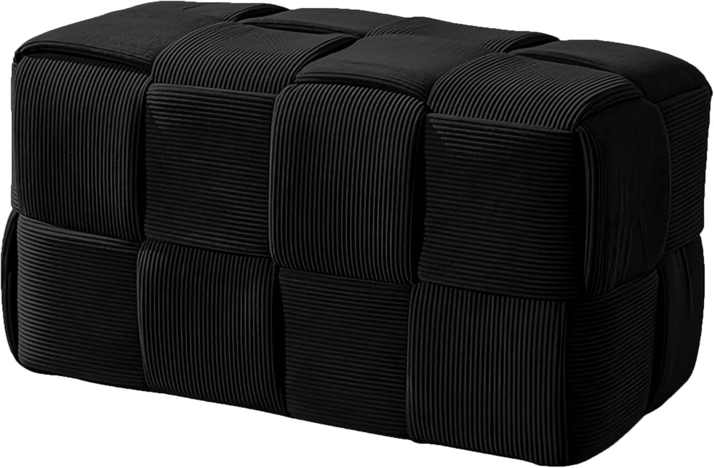 Cmishe 28" Rectangular Woven Corduroy Ottoman Footrest - Large Modern En...