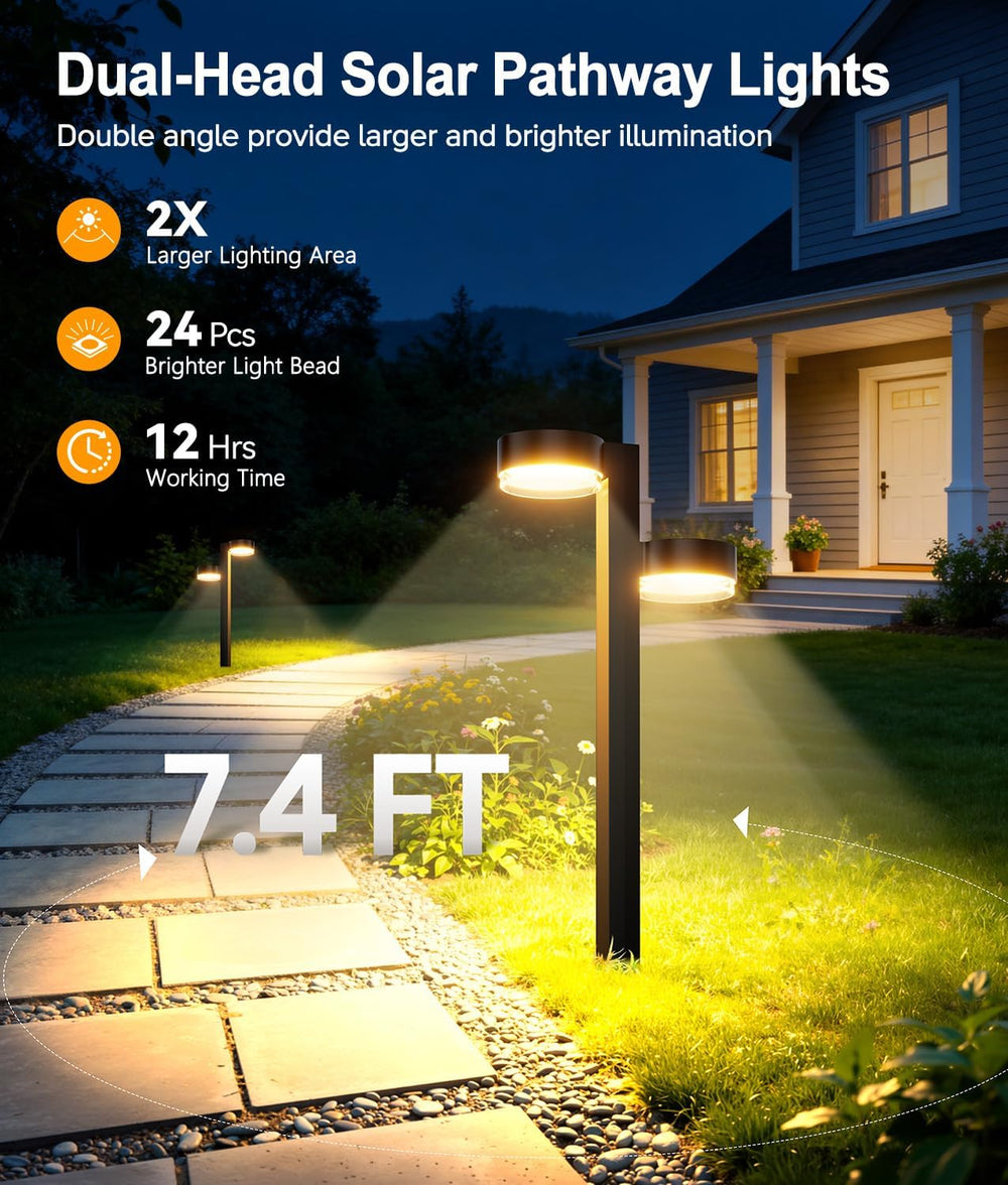 Bright Solar Pathway Lights Outdoor, 6 Pack with 144 LEDs Garden Lights Solar...
