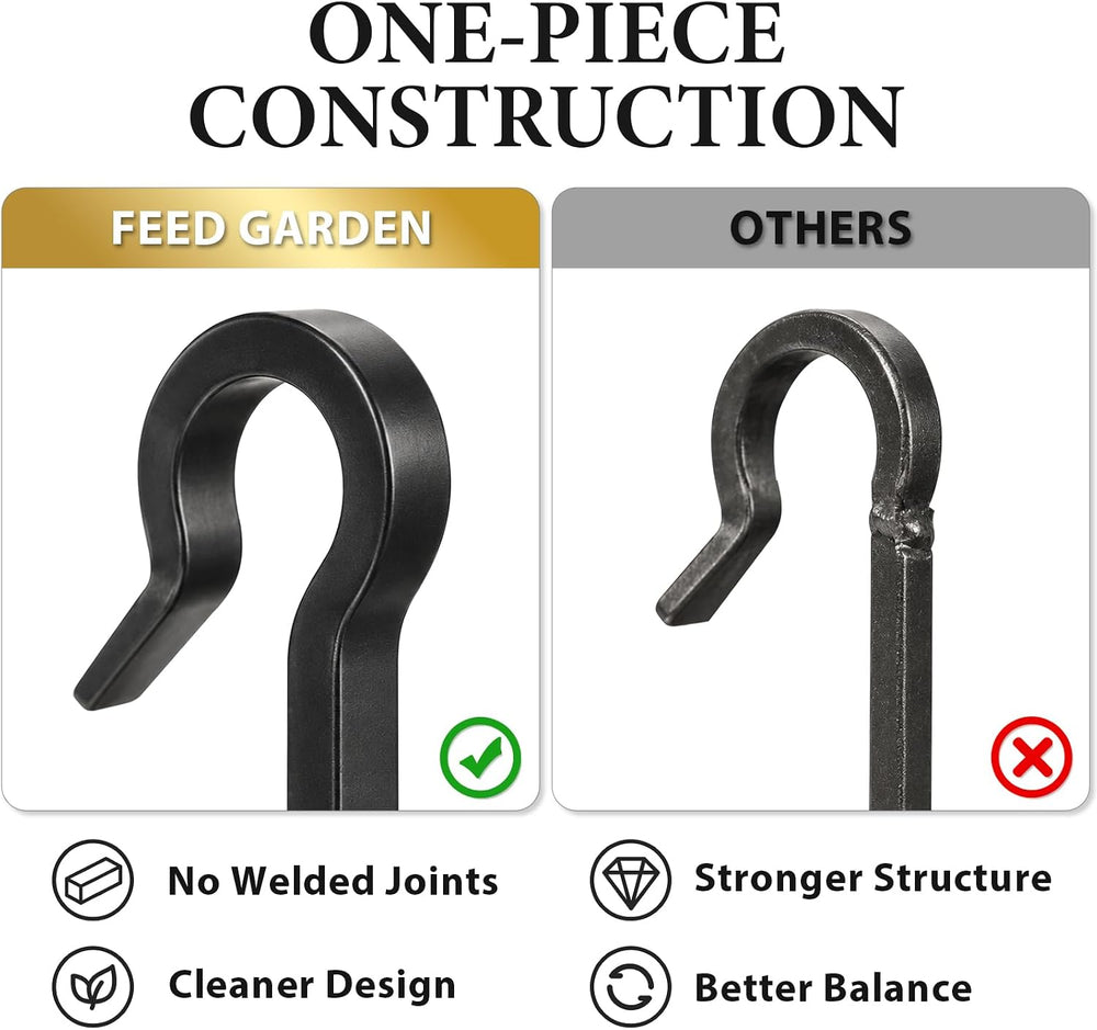 FEED GARDEN Hand Forged Fireplace Tool Set with Stand, Wrought Iron 5 Piece 2...