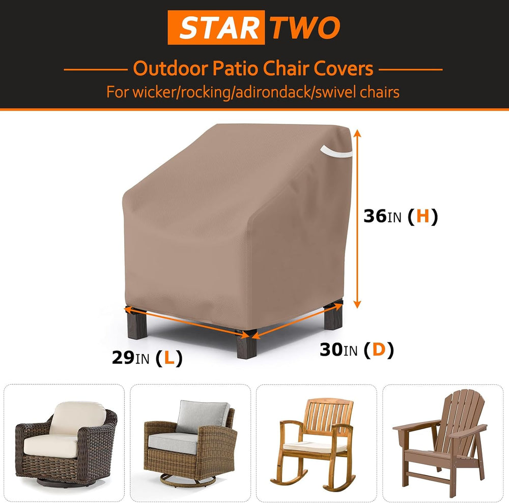 STARTWO Patio Outdoor Chair Covers 2 Pack, Outdoor Furniture Covers Waterproo...