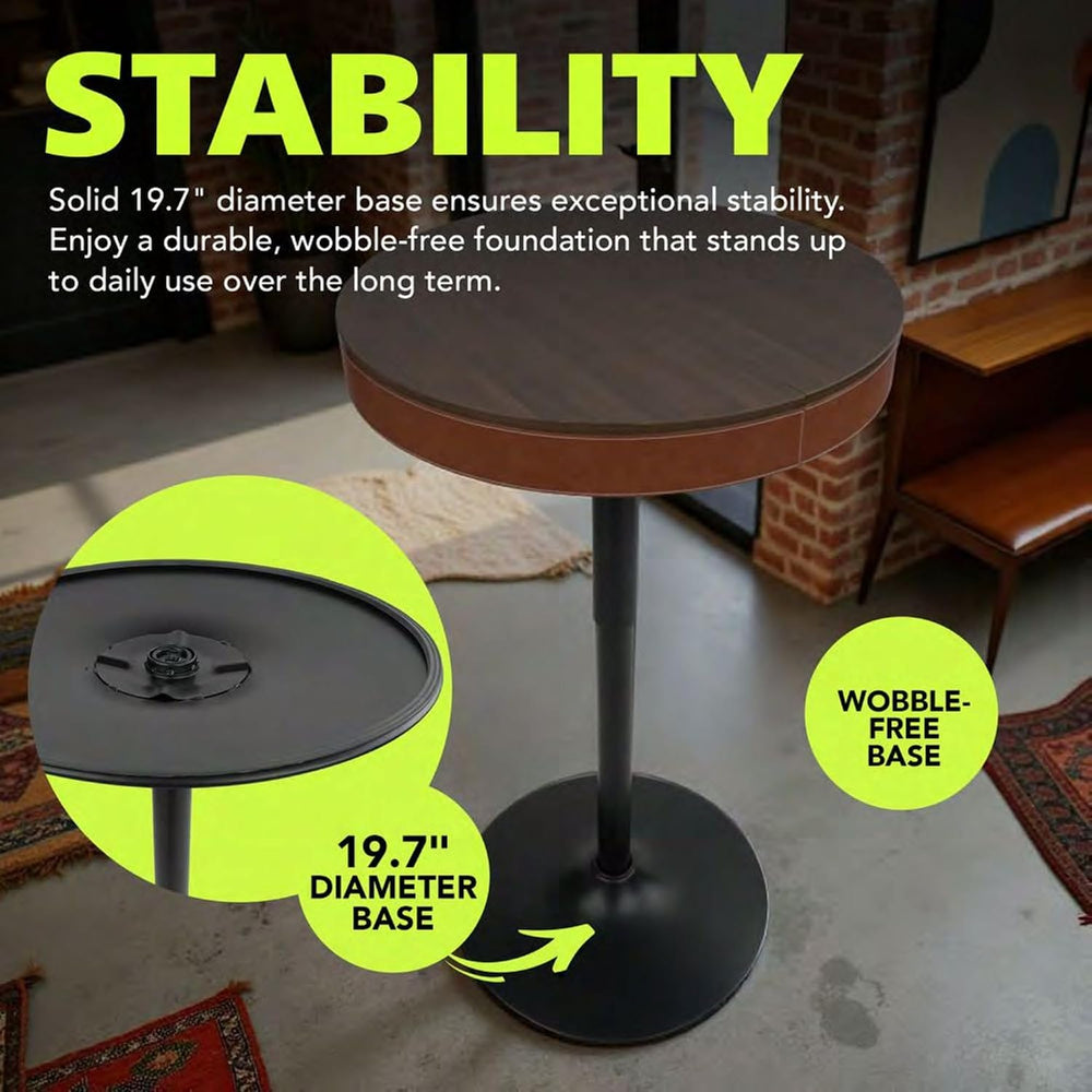Pearington Adjustable Height Round Bar Table, Mid-Century Modern Pub Table wi...