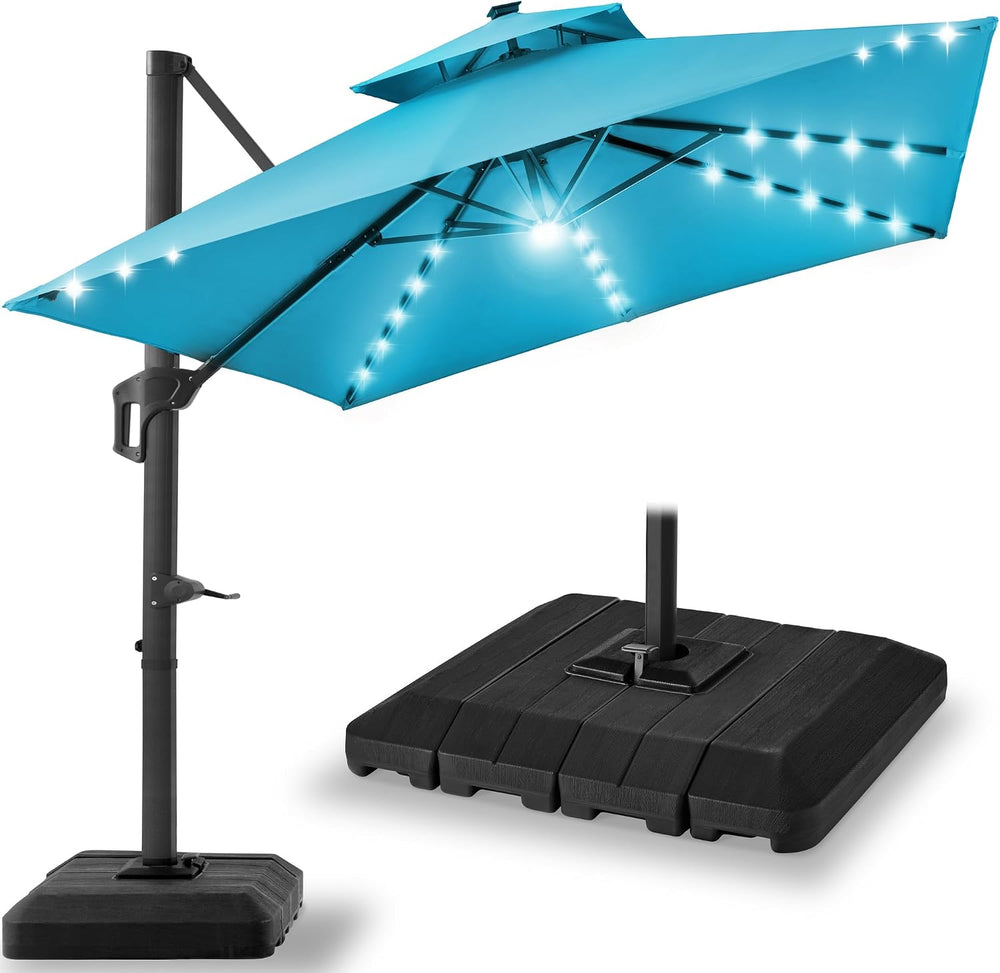 Best Choice Products 10x10ft Cantilever Patio Umbrella w/Base Included, Solar...
